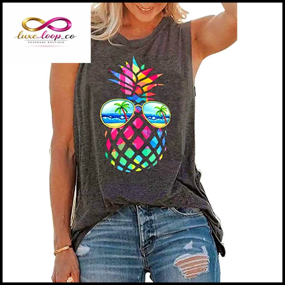 Cotton Blend Sleeveless Tunic Top Casual Summer Wear Loose‎ Fit